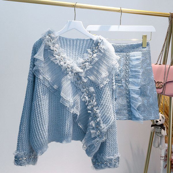 fashion autumn winter flower jumper and skirt 2pcs sets women elegant knitted pullover sweater + mini skirt sweet two piece set, White
fashion autumn winter flower jumper and skirt 2pcs sets women elegant knitted pullover sweater + mini skirt sweet two piece set, White