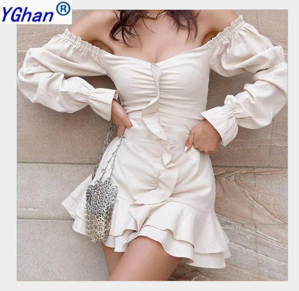 casual dresses yghan ruffles off shoulder puff autumn party women dress elegant vtintage backless bodycon female mini vestidos, Black;gray
casual dresses yghan ruffles off shoulder puff autumn party women dress elegant vtintage backless bodycon female mini vestidos, Black;gray