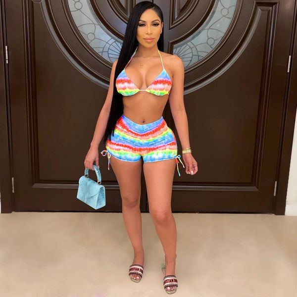 women two-piece swimming suits tie dye stripe beachwear summer halter bra with ruched shorts female bathing suit bikini one-piece
women two-piece swimming suits tie dye stripe beachwear summer halter bra with ruched shorts female bathing suit bikini one-piece