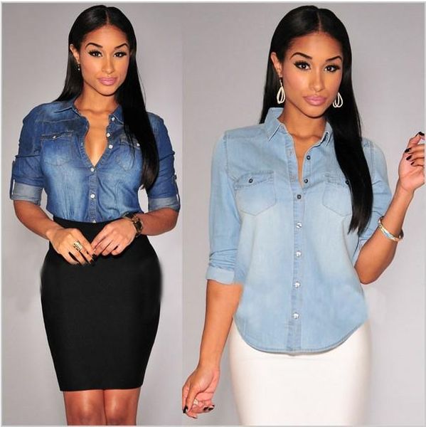 fashion trend denim shirt women casual retro washing long sleeve single-breasted cowboy blouse 2021spring women's blouses & shirts, White 
fashion trend denim shirt women casual retro washing long sleeve single-breasted cowboy blouse 2021spring women's blouses & shirts, White