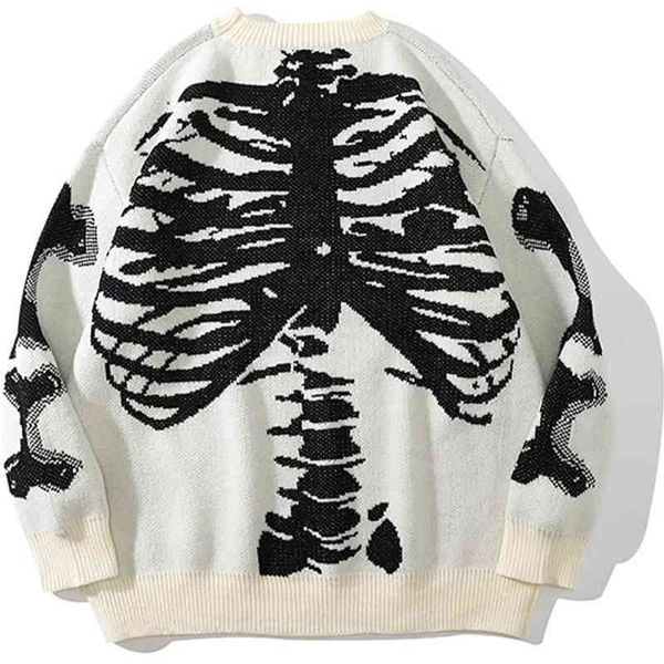 men's women's vintage knitted harajuku style cotton sweaters, loose, skull, autumn and winter, White;black
men's women's vintage knitted harajuku style cotton sweaters, loose, skull, autumn and winter, White;black