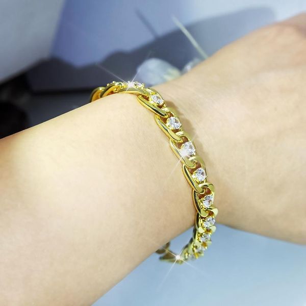 copper curb cuban bracelet cz gold color for men luxury toggle clasp rhinestone drop charm bracelets, Golden;silver
copper curb cuban bracelet cz gold color for men luxury toggle clasp rhinestone drop charm bracelets, Golden;silver