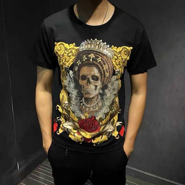 men's t-shirts casual summer male skull strass short sleeve 100% thin cotton shirt ne7a, White;black
men's t-shirts casual summer male skull strass short sleeve 100% thin cotton shirt ne7a, White;black