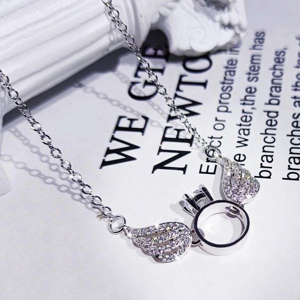 pendant necklaces brillian korean fashion circle angel wing necklace women's jewelry 1 zirconia birthday party friend gift, Silver
pendant necklaces brillian korean fashion circle angel wing necklace women's jewelry 1 zirconia birthday party friend gift, Silver