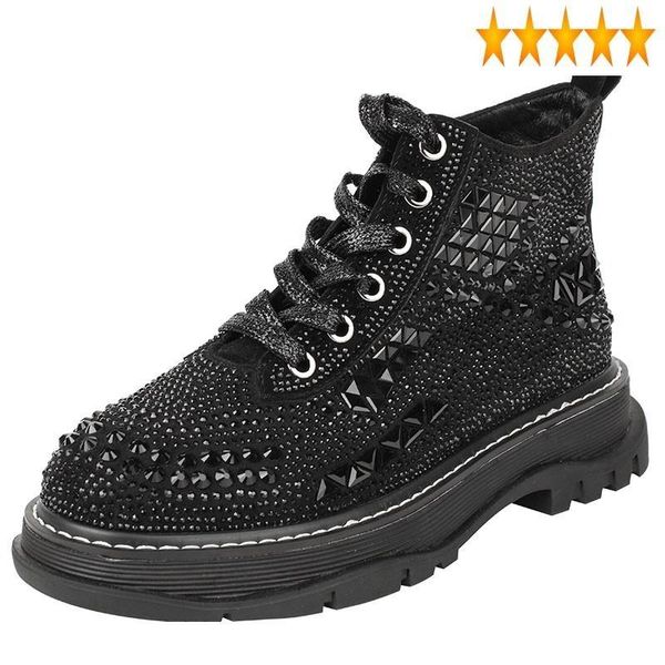 boots women vintage round toe fashion crystal studded ankle casual lace up platform punk winter high female shoes, Black
boots women vintage round toe fashion crystal studded ankle casual lace up platform punk winter high female shoes, Black