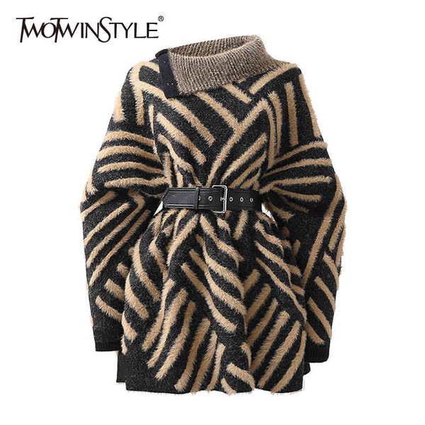 twotwinstyle hit color casual sweater for women turtleneck long sleeve sashes print casual sweaters female fashion new spring 210428, White;black
twotwinstyle hit color casual sweater for women turtleneck long sleeve sashes print casual sweaters female fashion new spring 210428, White;black