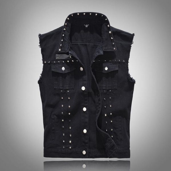 men's vests punk denim vest black rivets slim fit waistcoat plus size 5xl sleeveless jacket streetwear, Black;white
men's vests punk denim vest black rivets slim fit waistcoat plus size 5xl sleeveless jacket streetwear, Black;white