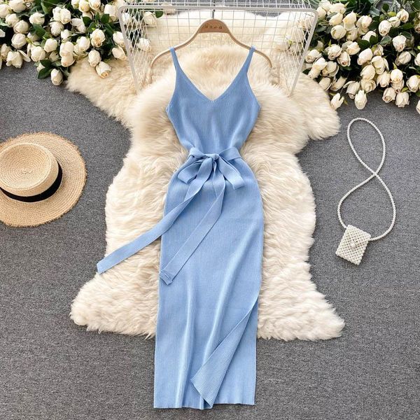 casual dresses summer elegant v-neck sling sleeveless bandage knitted dress bodycon women slim party evening clothing female, Black;gray
casual dresses summer elegant v-neck sling sleeveless bandage knitted dress bodycon women slim party evening clothing female, Black;gray