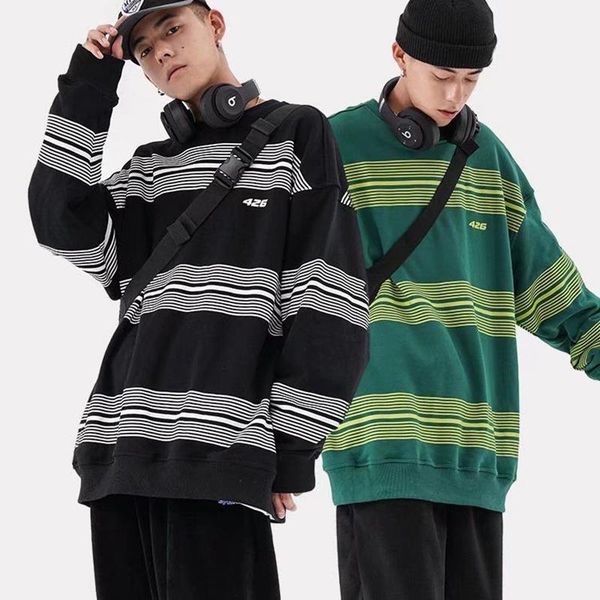 men's hoodies & sweatshirts crewneck sweatshirt 2021 autumn clothes stripe round neck lovers teens korean fashion baggy pullover vintag, Black
men's hoodies & sweatshirts crewneck sweatshirt 2021 autumn clothes stripe round neck lovers teens korean fashion baggy pullover vintag, Black