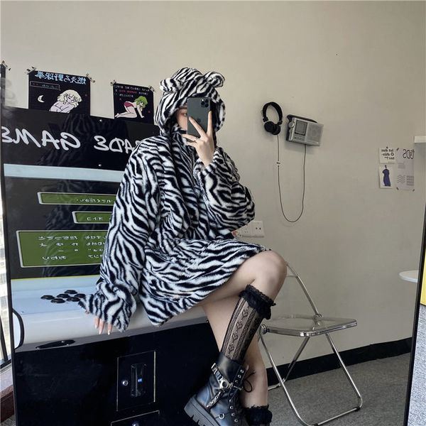 women's fur & faux casaco zebra solto de leopardo, outono e inverno, e-girl com capuz, jaqueta x-long preta, 6ni9, Black
women's fur & faux casaco zebra solto de leopardo, outono e inverno, e-girl com capuz, jaqueta x-long preta, 6ni9, Black