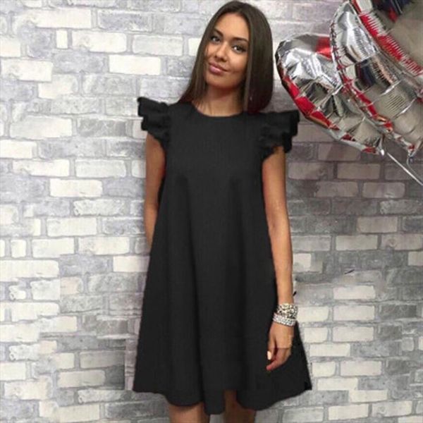 summer spring lotus leaf women dresses sleeve solid loose fashion casual o neck red white black for vestidos, Black;gray
summer spring lotus leaf women dresses sleeve solid loose fashion casual o neck red white black for vestidos, Black;gray