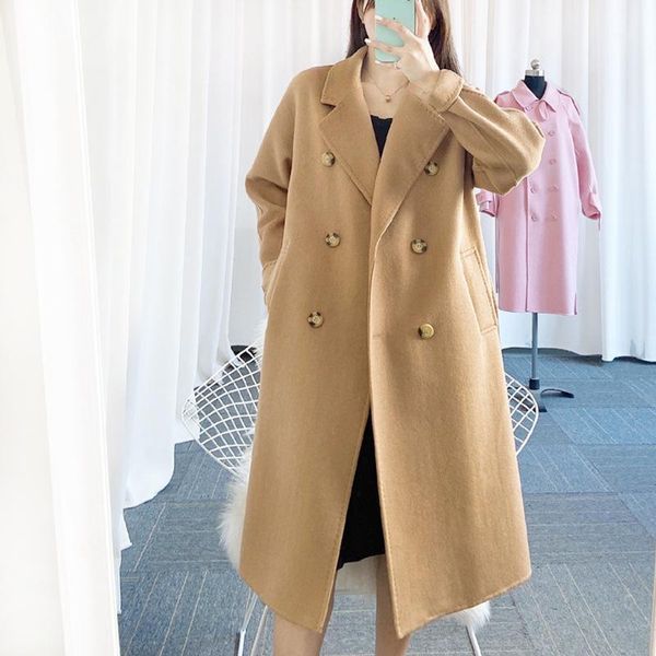 women's wool & blends 2021 autumn and winter double-sided cashmere coat long double-breasted fashion solid for women loose belt jacket, Black
women's wool & blends 2021 autumn and winter double-sided cashmere coat long double-breasted fashion solid for women loose belt jacket, Black