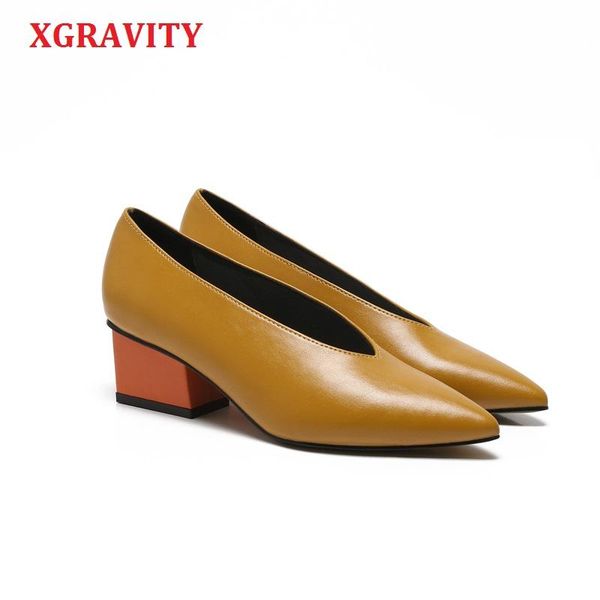 dress shoes xgravity spring autumn retro lady pointed toe deep v design woman footwear girls chunky wedges a091, Black
dress shoes xgravity spring autumn retro lady pointed toe deep v design woman footwear girls chunky wedges a091, Black