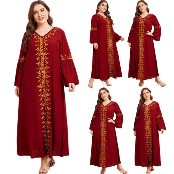 ethnic clothing muslim v-neck long dress women abaya embroidery casual loose maxi robe arab ramadan islamic spring autumn, Red
ethnic clothing muslim v-neck long dress women abaya embroidery casual loose maxi robe arab ramadan islamic spring autumn, Red