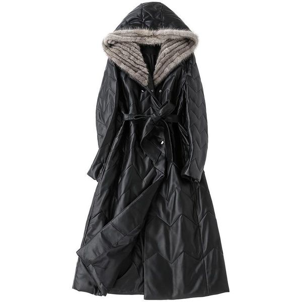 women's leather & faux mink collar real fur female autumn winter women clothes 2021 genuine jacket sheepskin down coat t4871, Black
women's leather & faux mink collar real fur female autumn winter women clothes 2021 genuine jacket sheepskin down coat t4871, Black
