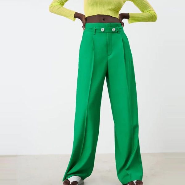 women's pants & capris women's za 2022 green women high waist wide leg trousers buttonted belt baggy woman summer streetwear, Black;white
women's pants & capris women's za 2022 green women high waist wide leg trousers buttonted belt baggy woman summer streetwear, Black;white