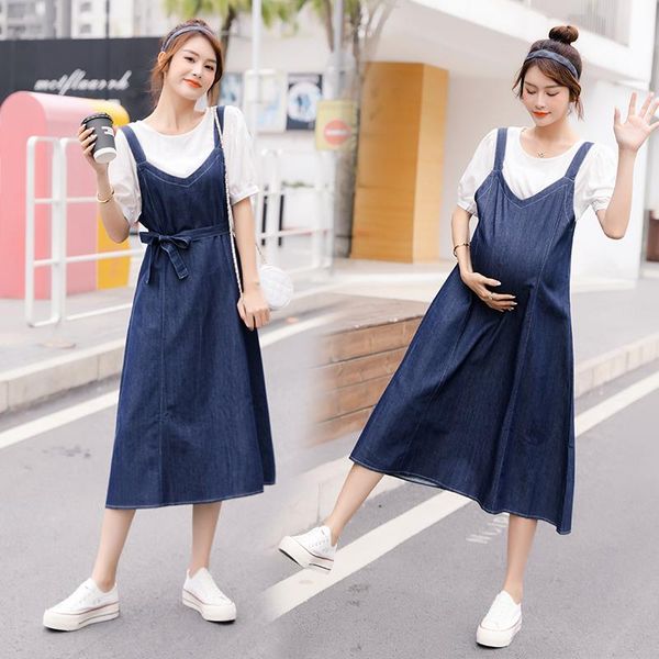 0221# summer casual denim maternity bib dress + white tees sets ties waist a line loose clothes for pregnant women pregnancy dresses
0221# summer casual denim maternity bib dress + white tees sets ties waist a line loose clothes for pregnant women pregnancy dresses