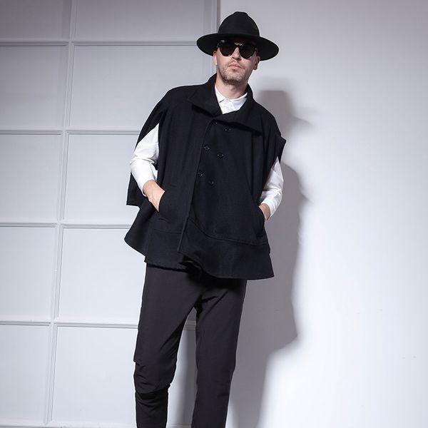 men's wool & blends short cape coat double-breasted bat shirt autumn and winter european american wild personality tide cl1 6spj, Black
men's wool & blends short cape coat double-breasted bat shirt autumn and winter european american wild personality tide cl1 6spj, Black