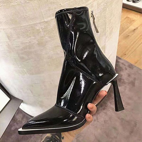 boots women's mid-calf pointed toe high heels shoes stretch fabric zipper back c2, Black
boots women's mid-calf pointed toe high heels shoes stretch fabric zipper back c2, Black