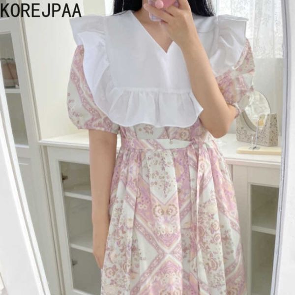 summer korean fashion chic sweet lotus leaf side big lapel stitching loose-fitting strap waist print bubble sleeve long vestido 210526, Black;gray
summer korean fashion chic sweet lotus leaf side big lapel stitching loose-fitting strap waist print bubble sleeve long vestido 210526, Black;gray