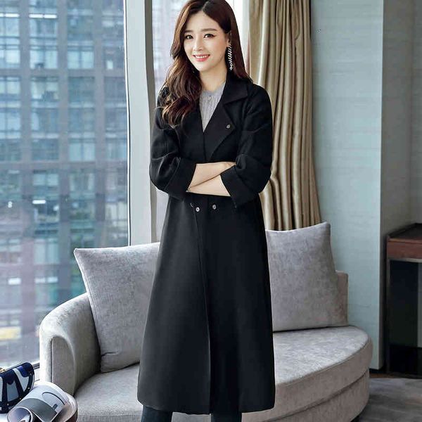 wool Mode on the knee thin coat long jacket solid color elegant waistband double breasted office lady, Black
wool Mode on the knee thin coat long jacket solid color elegant waistband double breasted office lady, Black