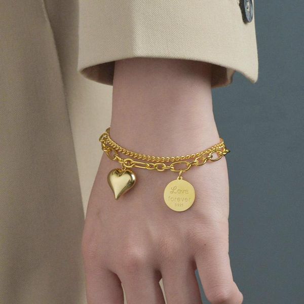 charm bracelets acheerup exquisite stainless steel gold heart loverforever double chain bracelet for woman gilrs jewelry birthday gift, Golden;silver
charm bracelets acheerup exquisite stainless steel gold heart loverforever double chain bracelet for woman gilrs jewelry birthday gift, Golden;silver