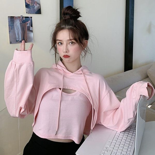women's hoodies & sweatshirts 2021 autumn spring women soild fashion short pullovers designed two-peice long sleeve hooded female vest, Black
women's hoodies & sweatshirts 2021 autumn spring women soild fashion short pullovers designed two-peice long sleeve hooded female vest, Black