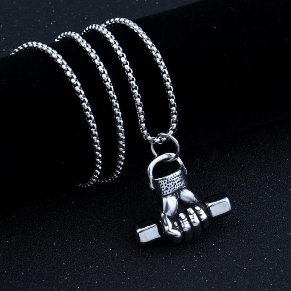 pendant necklaces fashion gym dumbbell men's necklace personality domineering accessories trend simple jewelry wholesale, Silver
pendant necklaces fashion gym dumbbell men's necklace personality domineering accessories trend simple jewelry wholesale, Silver