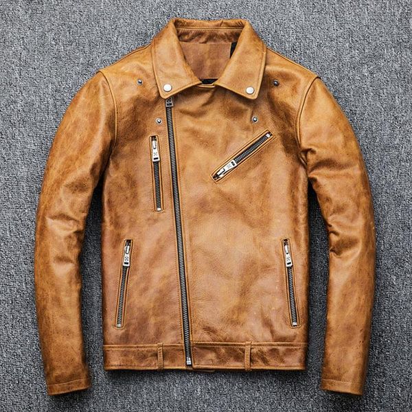 men's leather & faux natural oil wax calf skin jackets men jacket thick turn down collar yellow brown coat winter m098, Black
men's leather & faux natural oil wax calf skin jackets men jacket thick turn down collar yellow brown coat winter m098, Black