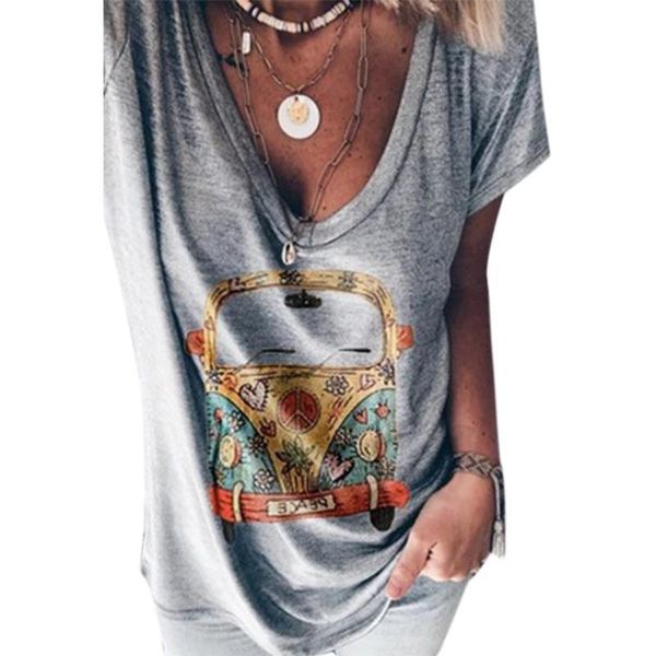 summer v neck tees womens t shirts fashion casual plus size harajuku, White 
summer v neck tees womens t shirts fashion casual plus size harajuku, White