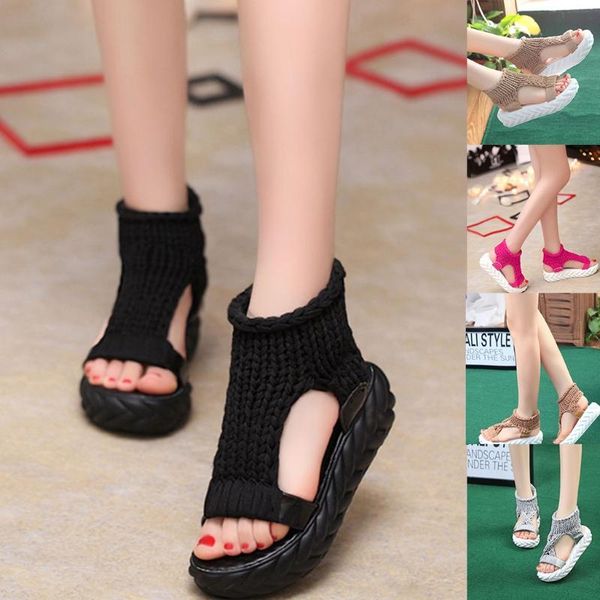 sandals women summer woven knitted elastic hollow out mesh open toe slip-on stretch wedges platform thick bottom shoes, Black
sandals women summer woven knitted elastic hollow out mesh open toe slip-on stretch wedges platform thick bottom shoes, Black