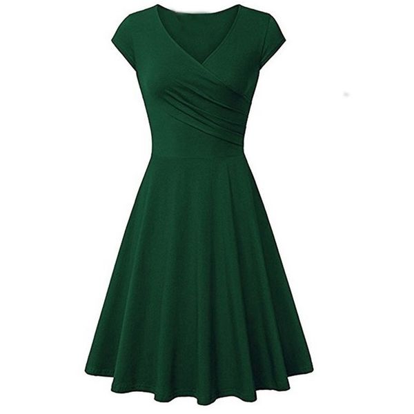 plus size summer swing dress women vintage casual ruched v neck short sleeve high waist slim mini a-line dresses female vestidos 210522, Black;gray
plus size summer swing dress women vintage casual ruched v neck short sleeve high waist slim mini a-line dresses female vestidos 210522, Black;gray