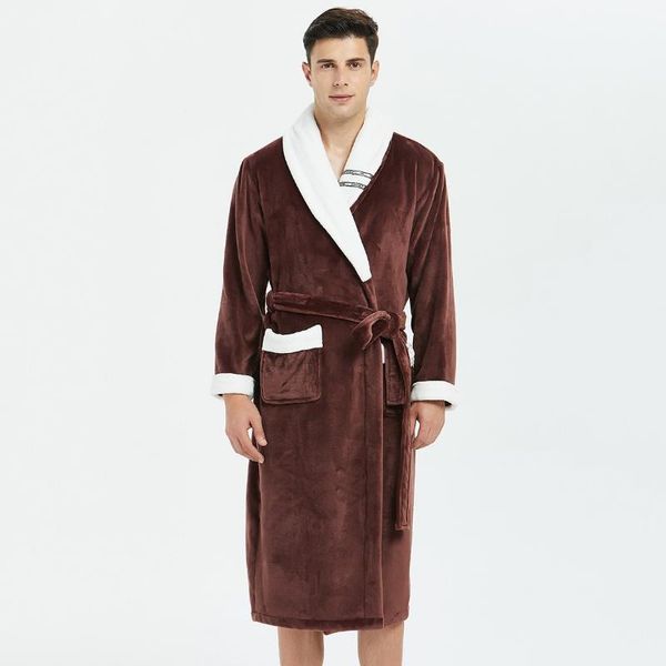 men's sleepwear large size robe men kimono bathrobe gown coral fleece loose casual nightwear lapel nightgown autumn home clothes, Black;brown
men's sleepwear large size robe men kimono bathrobe gown coral fleece loose casual nightwear lapel nightgown autumn home clothes, Black;brown