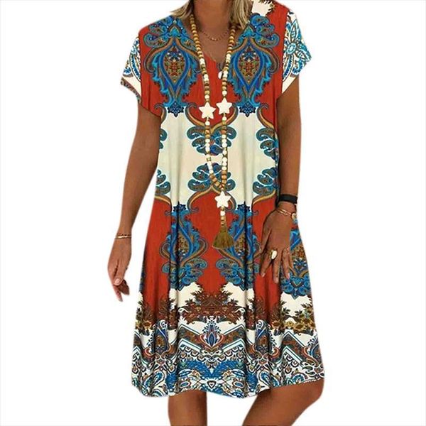 elegant v neck summer robe womens dresses femme plus size vintage print short sleeve vestidos de mujer, Black;gray
elegant v neck summer robe womens dresses femme plus size vintage print short sleeve vestidos de mujer, Black;gray