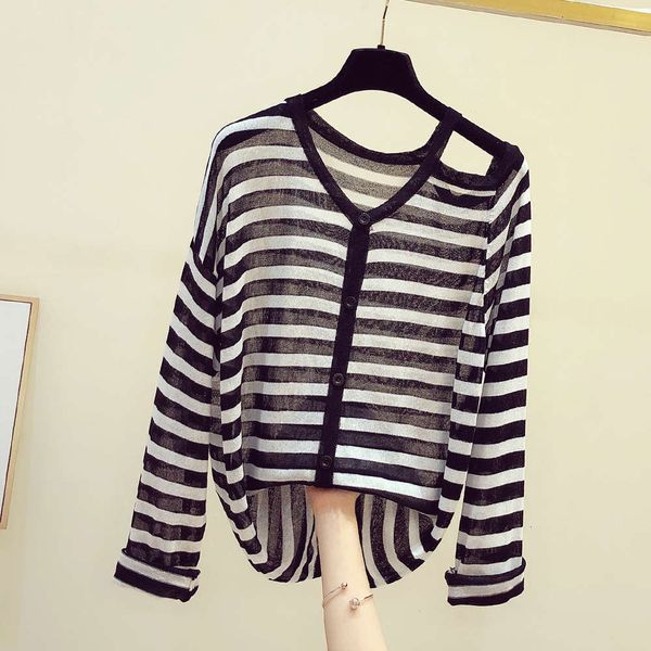 women's sweaters sweatersearly autumn striped off shoulder loose ice silk knitted cardigan design sense niche blouse v-neck machine fas, White;black
women's sweaters sweatersearly autumn striped off shoulder loose ice silk knitted cardigan design sense niche blouse v-neck machine fas, White;black