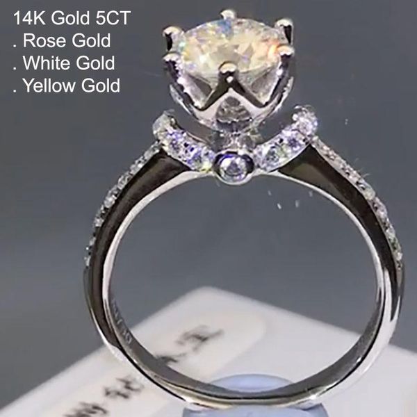 white gold 5 moissanite diamond ring women round crown vintage wedding party engagement anniversary ct d color cluster rings, Golden;silver
white gold 5 moissanite diamond ring women round crown vintage wedding party engagement anniversary ct d color cluster rings, Golden;silver
