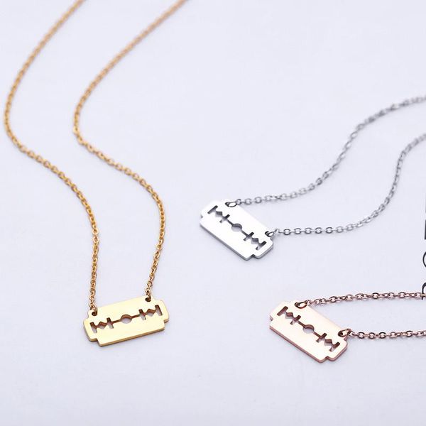 pendant necklaces razor blade punk style men stainless steel link chain gold/sliver/rose gold personality jewelry, Silver
pendant necklaces razor blade punk style men stainless steel link chain gold/sliver/rose gold personality jewelry, Silver