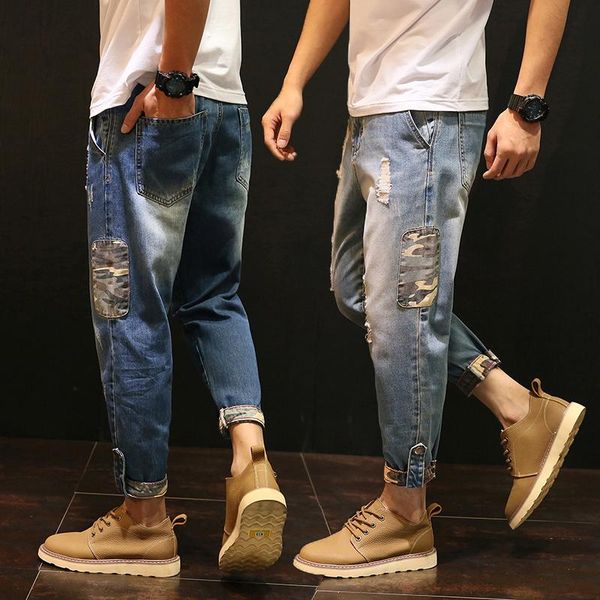 men's jeans fashion brand autumn korean style trendy ankle length pants ripped harem loose large size casual cropped thin, Blue
men's jeans fashion brand autumn korean style trendy ankle length pants ripped harem loose large size casual cropped thin, Blue