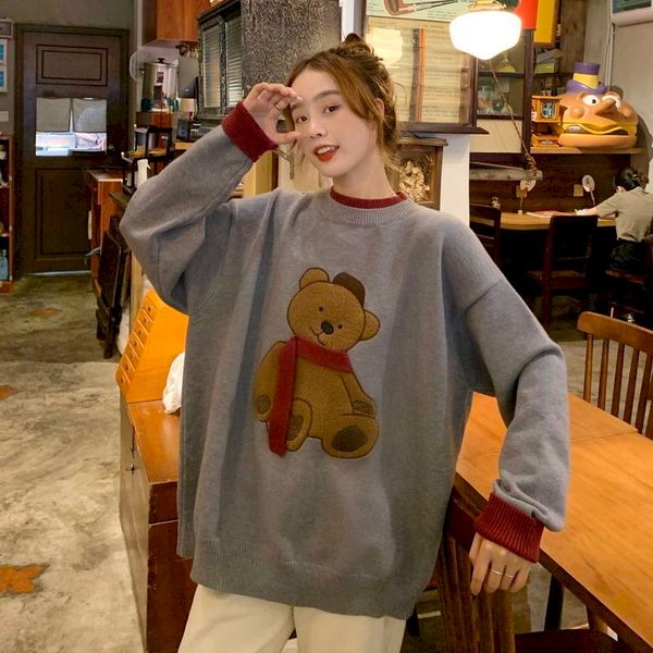 womens sweater japanese preppy style womens knitwear contrast color little bear 3d pattern lovely sweater for lady loose lazy, Black
womens sweater japanese preppy style womens knitwear contrast color little bear 3d pattern lovely sweater for lady loose lazy, Black