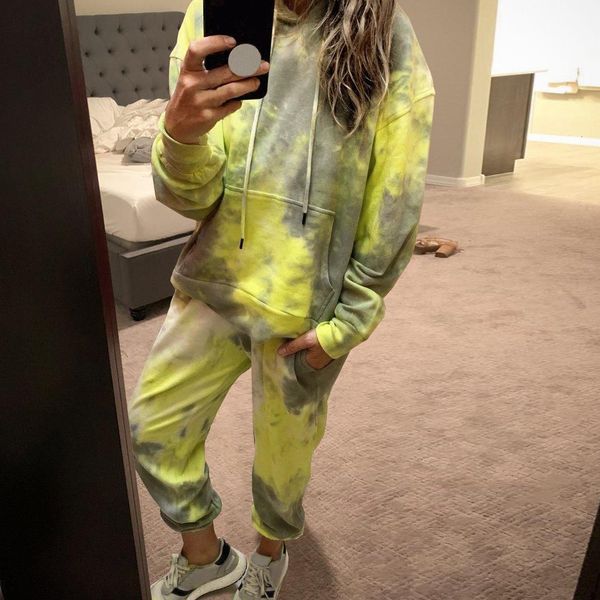 women's two piece pants casual pieces yellow tie dye women set long sleeve + loose trousers fitness oversize female suits autu, White
women's two piece pants casual pieces yellow tie dye women set long sleeve + loose trousers fitness oversize female suits autu, White