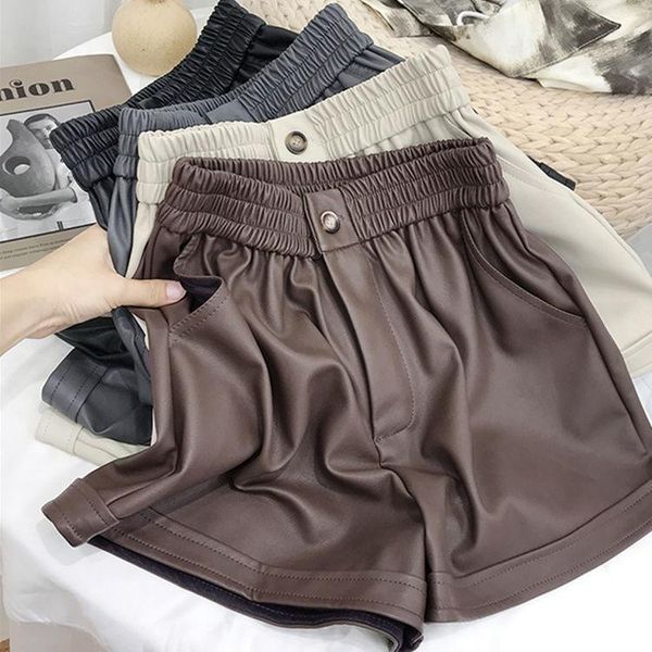 women's shorts women pu leather female wide leg faux elastic high waist for autumn loose solid g77, White;black
women's shorts women pu leather female wide leg faux elastic high waist for autumn loose solid g77, White;black