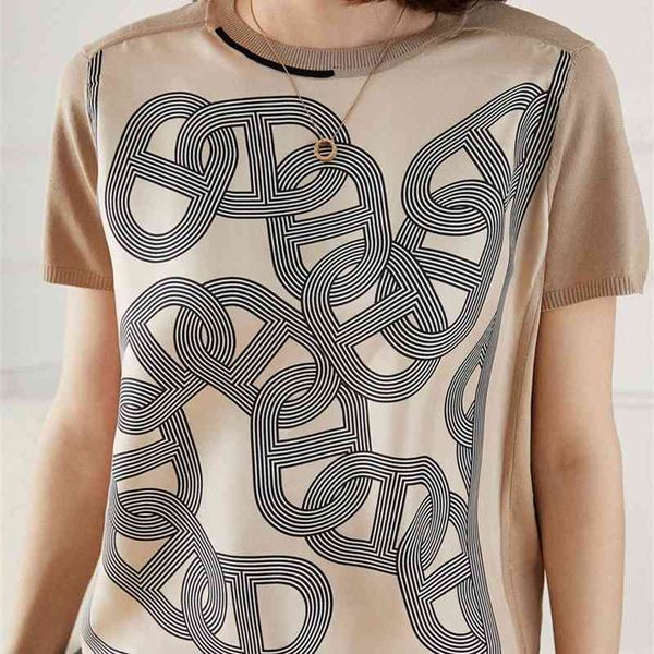 70% off outlet online high end silk women's summer splicing ice knitwear short sleeve mulberry shirt, White
70% off outlet online high end silk women's summer splicing ice knitwear short sleeve mulberry shirt, White