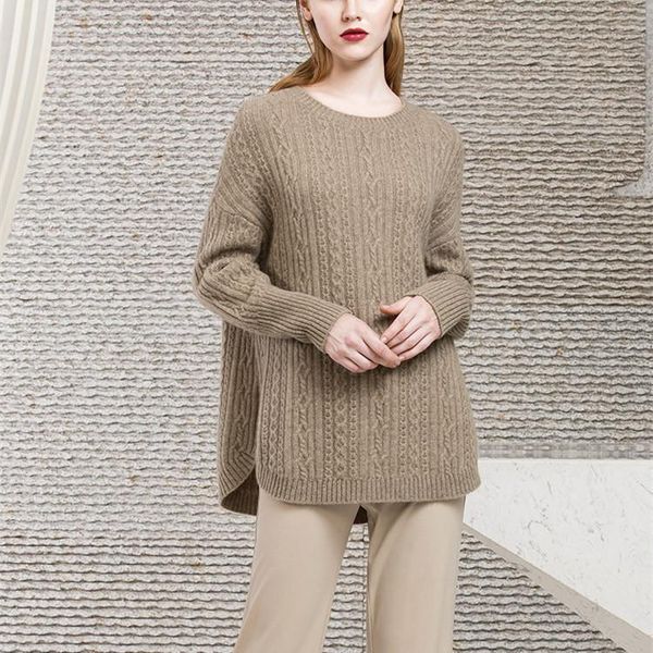 women's sweaters 100% goat cashmere thick twisted knit women fashion sweater mid-long pullover oneck wide loose h-straight solid color, White;black
women's sweaters 100% goat cashmere thick twisted knit women fashion sweater mid-long pullover oneck wide loose h-straight solid color, White;black