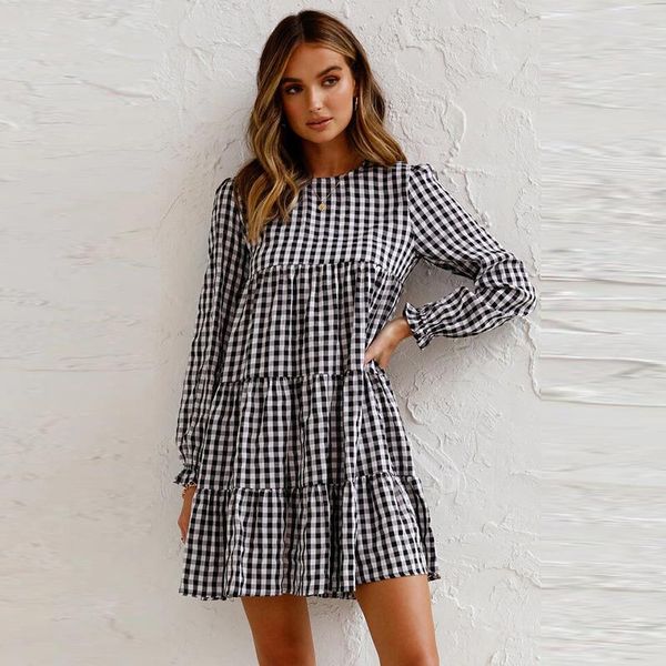 casual dresses plaid ruffle dress autumn o-neck long sleeve loose a-line mini elegant for women 2021 vintage fashio, Black;gray
casual dresses plaid ruffle dress autumn o-neck long sleeve loose a-line mini elegant for women 2021 vintage fashio, Black;gray