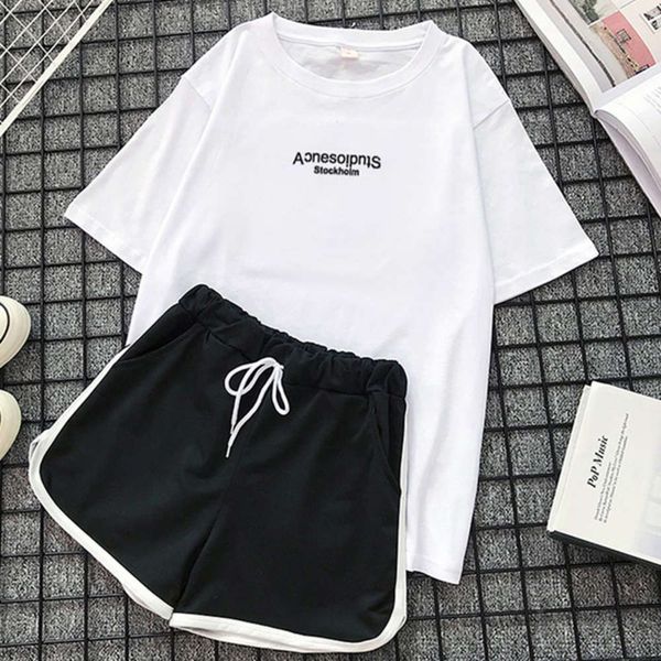 women's t-shirt t shirt hoodie net red sportswear suit summer loose korean inschao student shorts casual two piece set tr7b, White
women's t-shirt t shirt hoodie net red sportswear suit summer loose korean inschao student shorts casual two piece set tr7b, White