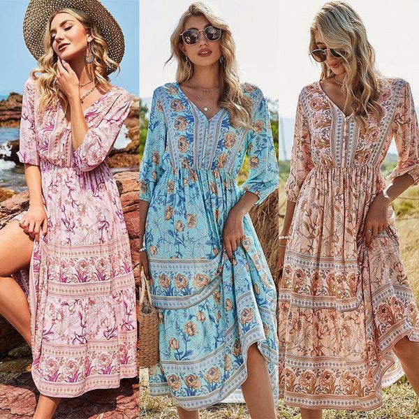 casual dresses 2021 autumn products european and american women's v-neck high-waist bohemian dress mid-length a-line skirt, Black;gray
casual dresses 2021 autumn products european and american women's v-neck high-waist bohemian dress mid-length a-line skirt, Black;gray