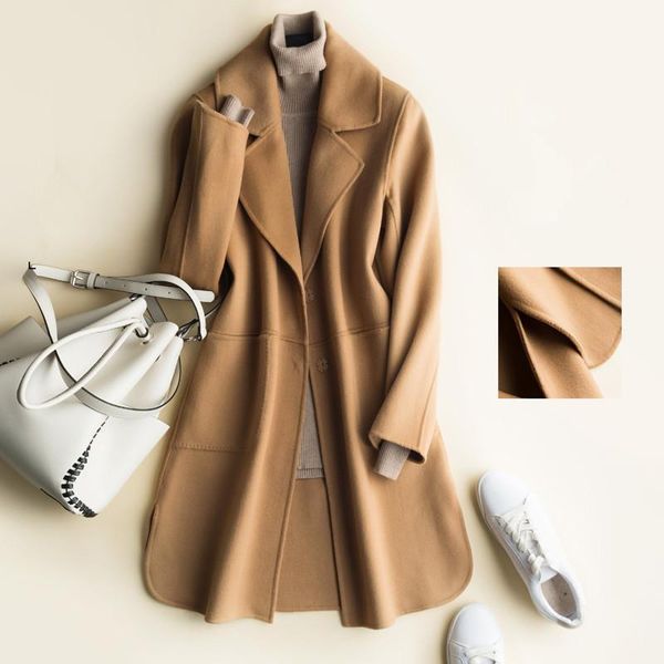 women's wool & blends 2021 korean 100% coat female spring double-sided cashmere jacket women outerwear winter coats woman abrigos cs166, Black
women's wool & blends 2021 korean 100% coat female spring double-sided cashmere jacket women outerwear winter coats woman abrigos cs166, Black
