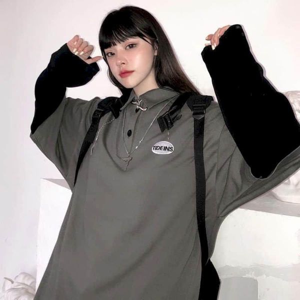 women's t-shirt cotton oversized women tshirt fake two-piece letter embroidery collar couple long-sleeved students korean loose, White
women's t-shirt cotton oversized women tshirt fake two-piece letter embroidery collar couple long-sleeved students korean loose, White