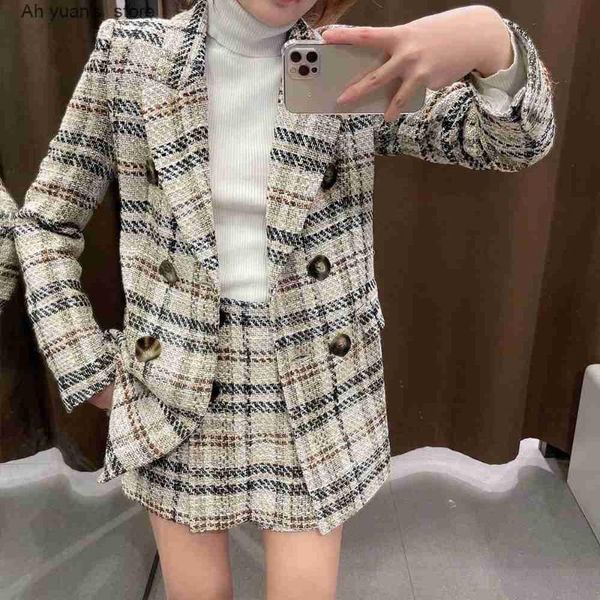 two piece dress ah yuan women 2021 fashion double breasted tweed check blazer coat vintage long sleeve female outerwear+casual shorts skirts, White
two piece dress ah yuan women 2021 fashion double breasted tweed check blazer coat vintage long sleeve female outerwear+casual shorts skirts, White
