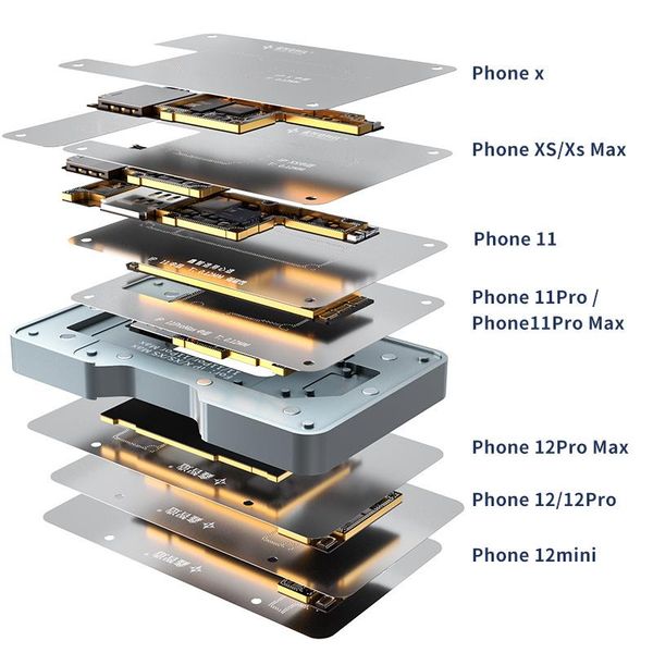 professional hand tool sets v10 middle plate tin 10 in 1 bga reballing stencil platform for 11/12 pro max motherboard layer template
professional hand tool sets v10 middle plate tin 10 in 1 bga reballing stencil platform for 11/12 pro max motherboard layer template